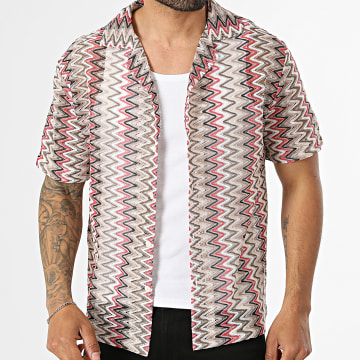 Frilivin - Camisa De Manga Curta Vazada 710 Branco Bege Vermelho