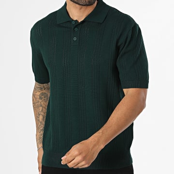 Frilivin - Polo de Manga Corta de Punto 132 Verde Oscuro