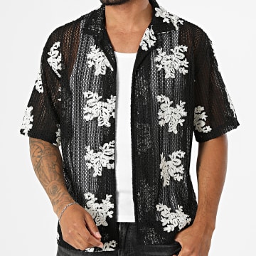 Uniplay - Chemise Manches Courtes Crochet 096 Noir Beige Clair