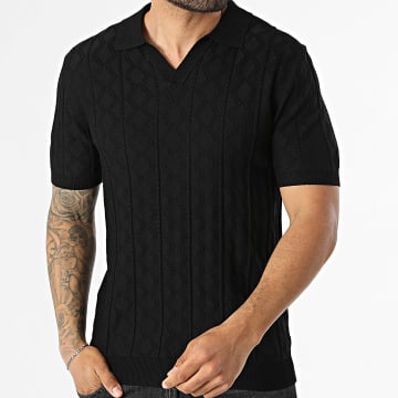 Frilivin - Polo De Manga Corta Cuello En V De Punto 681 Negro