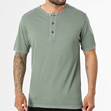 Jack And Jones - Camiseta Cuello Abotonado Aman Verde Kaki