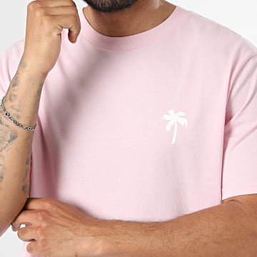 Luxury Lovers - T-Shirt Oversized Palmboom Lichtroze Wit
