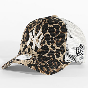 New Era - Casquette Trucker Femme M-Crown 9Forty NY New York Yankees 60856311 Beige Marron Léopard