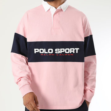 Polo Ralph Lauren - Polo Manga Longa Logo Sport Rosa Azul Marinho