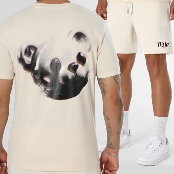 Teddy Yacht Club - Completo T-Shirt E Pantaloncino Jogging Anaglyphe Rosa Beige