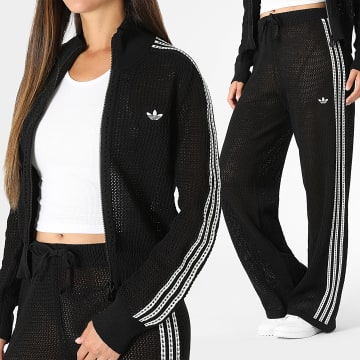 Adidas Originals - Ensemble De Survetement Ajourée A Bandes Femme Crochet KC6497 KC6494 Noir