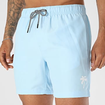 Luxury Lovers - Badshort Palm Tree Licht Blauw Wit
