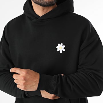 Luxury Lovers - Hoodie Capuchon Relaxed Daisy Borduurwerk Zwart