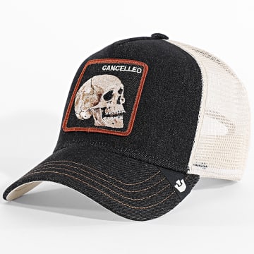Goorin Bros - Cap Trucker Denim Skull Schwarz Hellbeige