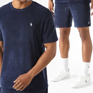 Polo Ralph Lauren - Set T-Shirt Und Jogging-Short Frottee-Stoff Original Player Marineblau