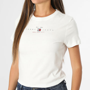 Tommy Jeans - Tee Shirt Regular Fit Femme Linear 2789 Blanc