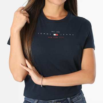 Tommy Jeans - Tee Shirt Regular Fit Femme Linear 2789 Bleu Marine