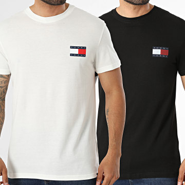 Tommy Jeans - Pack van 2 T-Shirts Slim Essential Flag 2143 Wit Zwart
