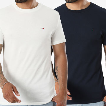 Tommy Jeans - Pack van 2 T-Shirts Jersey 0687 Wit Marineblauw