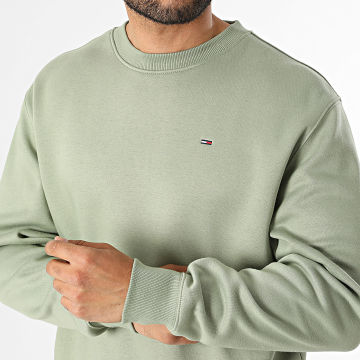 Tommy Jeans - Sweat Crewneck Flag 0741 Vert Kaki