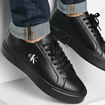 Calvin Klein - Sapatilhas Cupsole Laceup Leather 1460 Triple Preto