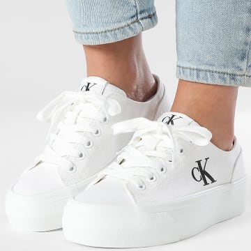 Calvin Klein - Sapatilhas Mulher Vulc Flatform Low 1763 Branco Brilhante Preto