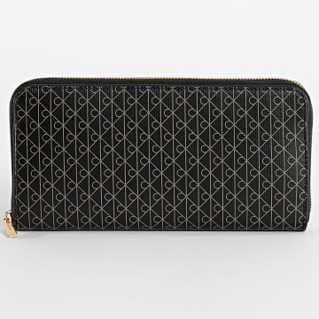 Calvin Klein - Portefeuille Femme Emblem AOP F1155 Noir Beige