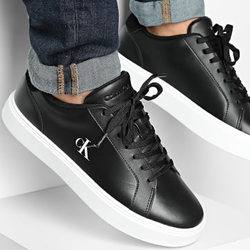Calvin Klein - Sapatilhas Classic Cupsole Laceup Leather 1435 Ck Preto
