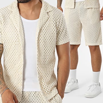 Fusional - Kledingset Overhemd Korte Mouwen En Casual Short A05 Licht Beige