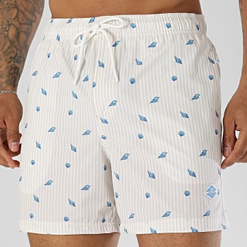 Jack And Jones - Zwembroek Met Strepen Maui Breeze Mini Stripe Beige Wit