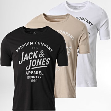 Jack And Jones - Pack van 3 T-Shirts Zane Beige Wit Zwart