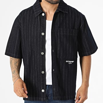 Sixth June - Camisa vaquera de manga corta a rayas M25967 Azul Marino