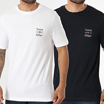 Tommy Hilfiger - Pack van 2 T-Shirts Regular Fit Chest Graphic 5091 Wit Marineblauw