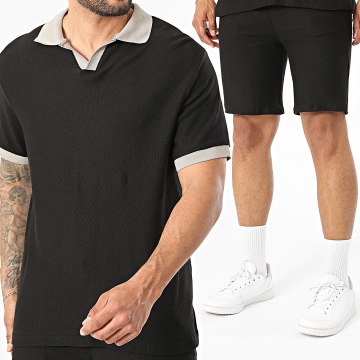 KZR - Ensemble Polo Manches Courtes Et Short Jogging 323 Noir