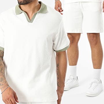 KZR - Ensemble Polo Manches Courtes Et Short Jogging 323 Blanc