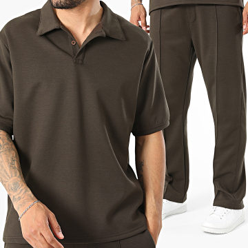 KZR - Ensemble Polo Manches Courtes Et Pantalon Jogging 284 Marron