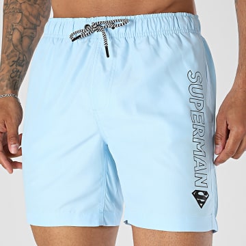 Superman - Short De Bain Outline Logo Bleu Clair Noir