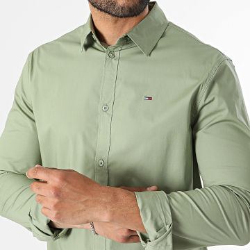 Tommy Jeans - Chemise Manches Longues TJM Original Stretch 4405 Vert Kaki Clair