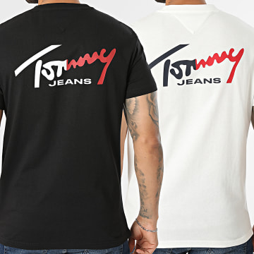Tommy Jeans - Lot De 2 Tee Shirts Regular Fit Signature 3623 Blanc Noir