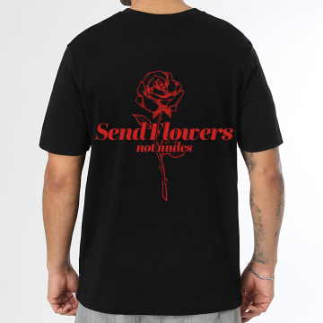 Luxury Lovers - T-Shirt Oversize Flowers Red Zwart