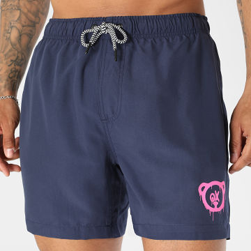 Teddy Yacht Club - Swim Short Andrew Navy Blue Fluorescent Pink