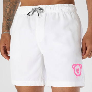 Teddy Yacht Club - Swim Short Andrew White Fluorescent Pink