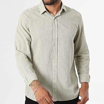 Classic Series - Camicia Maniche Lunghe Regular Fit 810 Verde Kaki Chiaro Mélange
