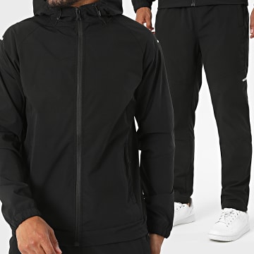 Classic Series - Completo Giacca Antivento Con Cappuccio Zip E Pantalone Jogger 074 Nero