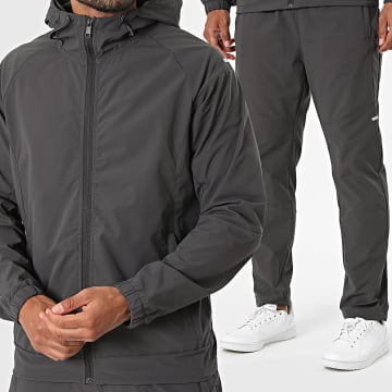 Classic Series - Completo Giacca Antivento Con Cappuccio Zip E Pantalone Jogger 074 Grigio Antracite