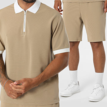 Frilivin - Conjunto Polo Manga Curta E Short Texturizado 930 Camel Claro