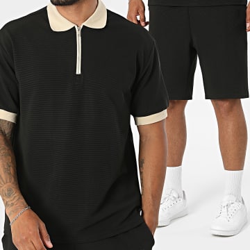 Frilivin - Conjunto Polo Manga Curta E Calção Texturizado 930 Preto