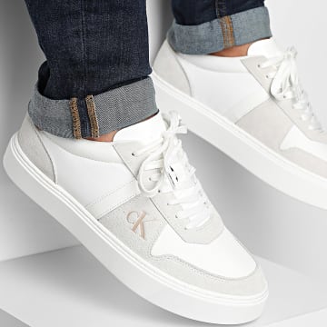 Calvin Klein - Zapatillas Classic Cups Lace Mix Embroidery 1395 Bright White Nomad Off White