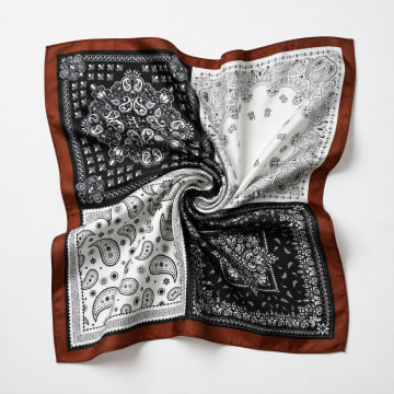Frilivin - Lenço L39 Branco Preto Castanho Bandana