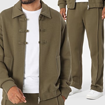 Fusional - Co-ord Set Jass Zippée En Joggingbroek U08 Groen Kakhi