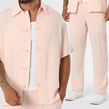 Fusional - Co-ord Set Korte Mouwen Overhemd Tang en broek 202 Roze