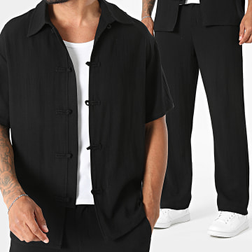 Fusional - Co-ord Set Korte Mouwen Overhemd Tang en broek 202 Zwart