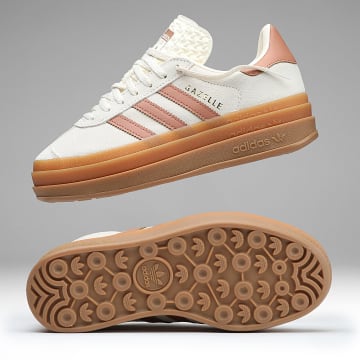 Adidas Originals - Zapatillas Mujer Gazelle Bold J KI4707 Cream White Clay Strata Gold Metallic