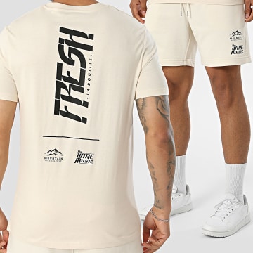Fresh La Douille - Conjunto Camiseta Y Pantalón Corto de chándal Logo Beige Negro