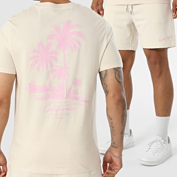 Luxury Lovers - Completo T-Shirt E Pantaloncino da jogging California Beige Rosa